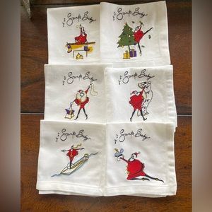 Pottery Barn set of 6 “Santa Baby” Cocktail Napkins